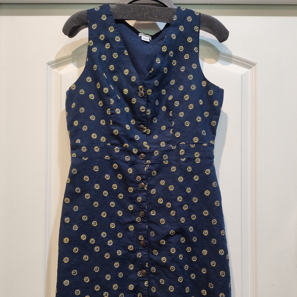 J. Crew Blue Sheath Dress V-Neck Sleeveless Midi